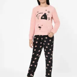 Sweet Dreams Kids Peach & Black Printed Tracksuit-picture-4