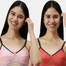 Kryptic Baby Pink & Coral Full Coverage Everyday Bra - Pack of 2-picture-28