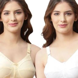 Cukoo White & Beige Cotton Full Coverage Bra (Pack Of 2)-picture-25