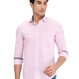 Lawman Pg3 Pink Slim Fit Striped Shirt-image-67