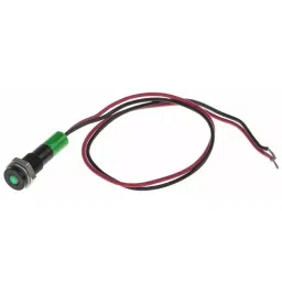 RS PRO Green Panel Mount Indicator 24V DC, Mounting Hole Size 6 mm, Termination Type Lead Wires, IP Rating IP67, Model No 7001877-4