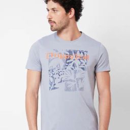 Spykar Slate Grey Slim Fit Printed Crew T-Shirt-picture-38