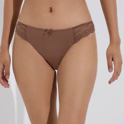 Wunderlove by Westside Brown Floral Lace Hi-Leg Cotton-Blend Briefs-14