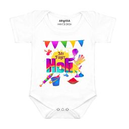 Arvesa Infants My First Holi Printed Envelope Neck Bodysuit-picture-9