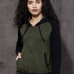 Roadster Women Olive Green Solid Hooded Sweatshirt-picture-51