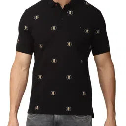 Simon Carter London Black Printed Slim Fit Polo T-Shirt-image-98