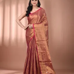 CHARUKRITI Magenta Blended Embellished Saree With Unstitched Blouse-picture-11