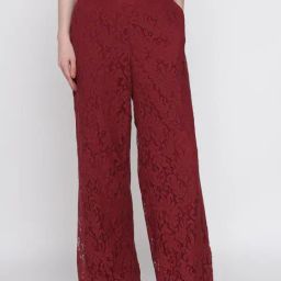 Cover Story Red Polyester Solid Relaxed Fit Trousers-image-97