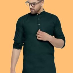 ANUJ FASHION Men Green Solid Kurta-picture-4