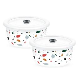 Larah by Borosil Multicolor Opalware Storage Container with Air Tight Lid - Set of 2 image 2