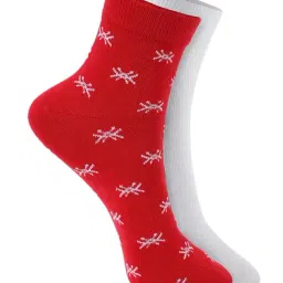 United Colors of Benetton Red & White Regular Fit Printed Socks - Pack Of 2-image-71