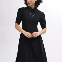 Iconic Black Regular Fit A Line Dress-image-89