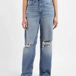 Levi's Blue Cotton Distressed Mid Rise Jeans-picture-26