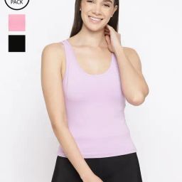 La Intimo Pink, Lilac, Black Playful Dreamer Camisole (Pack of 3)-image-45