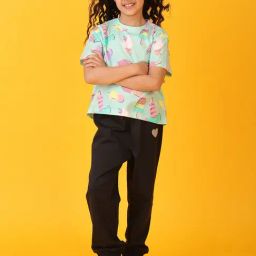 Anthrilo Boys Aqua & Black Cotton Regular Fit Joggers Set-image-70