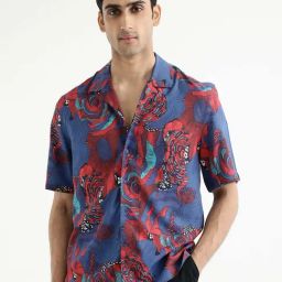 Rare Rabbit Blue Boxy Fit Floral Shirt-picture-45