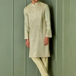 ASUKA Men Floral Embroidered Regular Thread Work Kurta with Pyjamas-picture-24