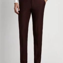 Peter England Maroon Slim Fit Trousers-image-51