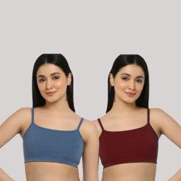 AROUSY Blue & Maroon Cotton Beginner's Bra - Pack Of 2-picture-32