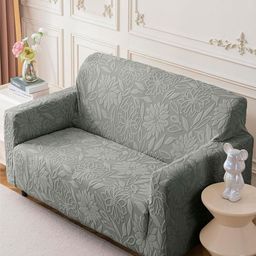 HOUSE OF QUIRK Grey Jacquard Soft Touching 3 Seater Sofa Cover-48