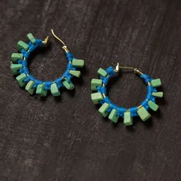 iTokri Thread & Artificial Stones Studded Circular Shaped Hoop Earrings-image-33