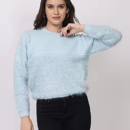 Lory Women Woollen Pullover with Fuzzy Detail-picture-12