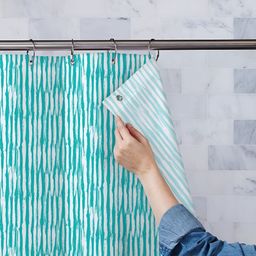 ArtzFolio Blue & White Striped Printed Waterproof Shower Curtain-image-20