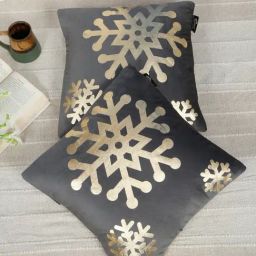 HOSTA HOMES Grey Velvet Geometric Golden Foil Cushion Covers - Set of 2-picture-44