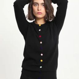 RAREISM Black Viscose Solid Long Sleeves Sweater-48