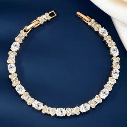 Peora Rose Plated Cubic Zirconia Studded Openable Bracelet-image-2