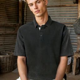 Bewakoof Black Cotton Oversized Fit Solid Polo T-Shirt-image-17