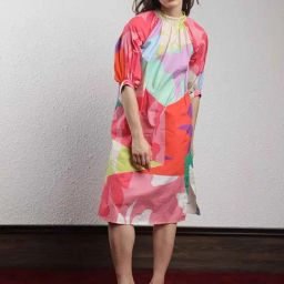 RAREISM Multi Cotton Printed Three-Quarter Sleeves Dress-image-70