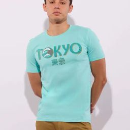 Hoversoul Light Blue Cotton Regular Fit Printed Short Sleeves Round Neck T-Shirt-picture-19