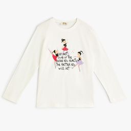 Koton Girls Graphic Printed Round Neck Cotton T-shirt-image-91