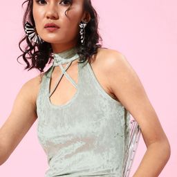 KASSUALLY Women Beautiful Off white Solid Velvet Dress-image-63