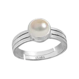 Clara White Pearl 4.8cts Sterling Silver Round Navratna Ring-41