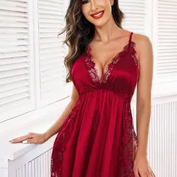 Softwrap Women Self Design Baby Doll Comes With Briefs-image-56