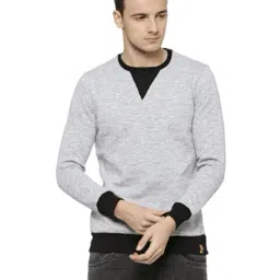 Campus Sutra Cream & Black Textured Full Sleeves Sweatshirt-image-74