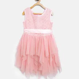 Stylestone Kids Pink Embroidered Dress With Tie Belt-image-28