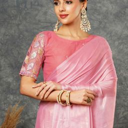 Satrani Pure Georgette Solid Saree-image-60