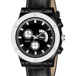 CSAMON Men Round Dial & Leather Straps Analogue Watch Csamon_21_Black-image-79