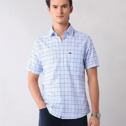 AD By Arvind Men Slim Fit Tartan Checked Spread Collar Cotton Casual Shirt-image-90