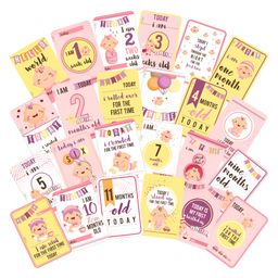 Zyozi Newborn Baby Monthly Age Milestone Cards, Record Growth and Other Milestones Cards, Baby Shower Gift Scrapbook Photo Keepsake Monthly Age Markers Card - Pack of 24-image-61