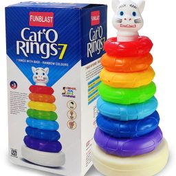 FunBlast Rainbow Stacking Rings Tower Toys - 7 Colors Rings with Base-25