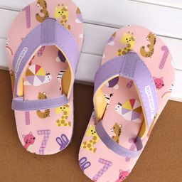 Cute Walk by Babyhug Slip On Flip Flops with Turtle Print- Pink & Purple-image-98