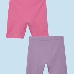 Mackly Pack of 2 Cotton Elastane Solid Shorts - Pink & Purple-image-22