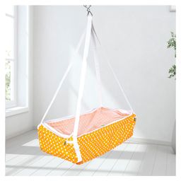 BAYBEE Cotton Baby Hanging Cradle for New Born Baby, Baby Cradle with Mosquito Net & Spring | Cotton Baby Swing Cradle Jhula for Baby (Orange)-image-81