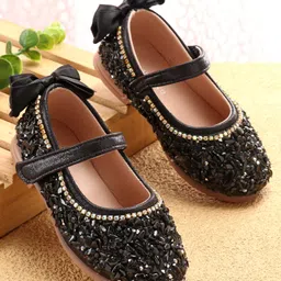 Babyoye Embellished  Ballerinas with Velcro Closure - Black-picture-12