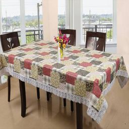 Dakshya Industries PVC Waterproof 6 Seater Dining Table Cover - Beige-picture-44