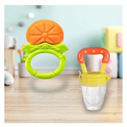Joy Buzz Fruit Teether & Star Nibbler Combo | BPA-Free Silicone Teething Toys | Soft & Safe Baby Gum Massagers- Pack of 2 (Yellow)-3